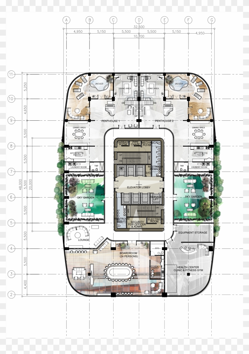 Commercial Building Floor Plans Png - High Rise Building Floor Plan Clipart #4588457