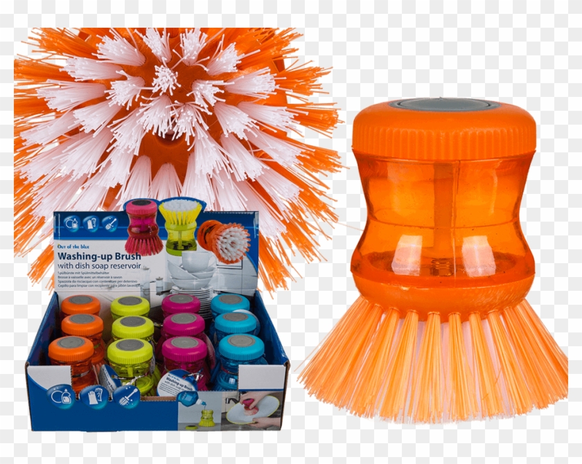 Plastic Washing-up Brush With Dish Soap Reservoir - Sæbedispenser Børste Clipart
