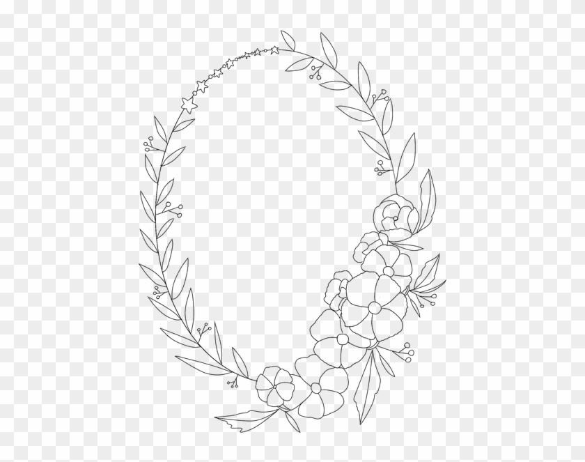 Wreath Corolla Ornament Floral - Line Art Clipart #4590057