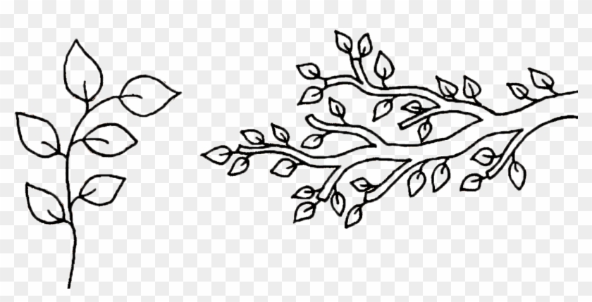1417 X 686 - Tree Branch With Leaves Drawing Clipart #4591254