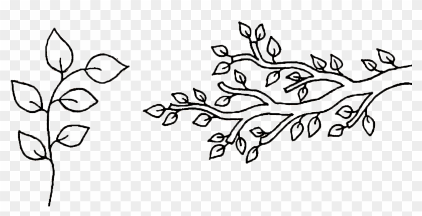 1417 X 686 - Tree Branch With Leaves Drawing Clipart