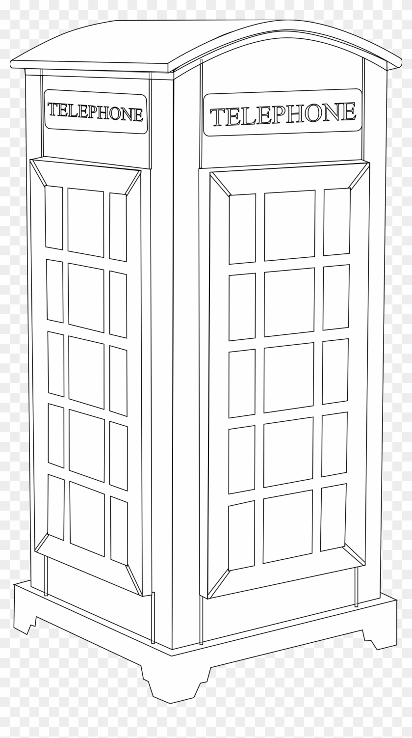 Phone - Phone Booth Colouring Page Clipart