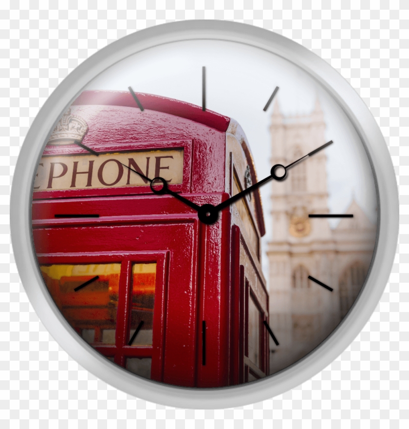 Uk London Phone Booth With Westminster Abbey Behind - United Kingdom Clipart #4592482