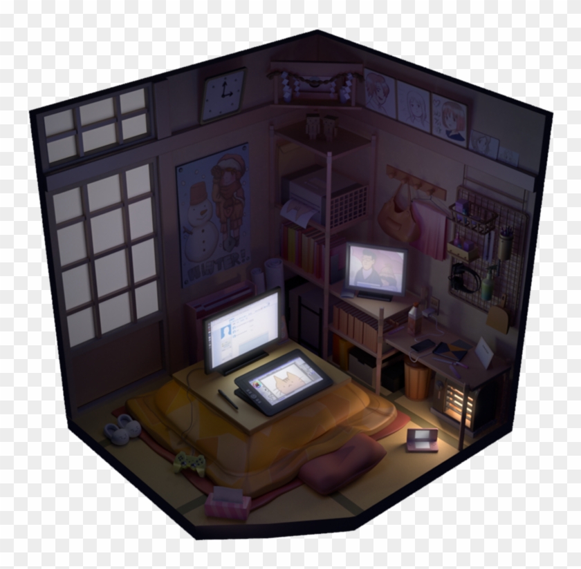Anime Room 0 Anime Room 1 - Interior Design Clipart #4594770