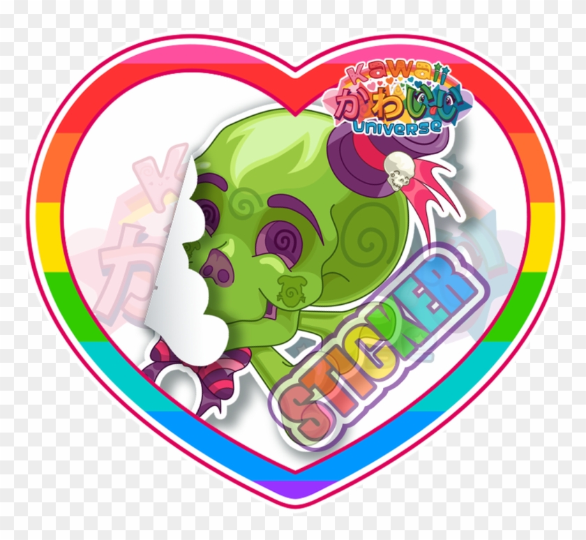 Kawaii Universe Cute Green Skull Stickers - Kawaii Clipart