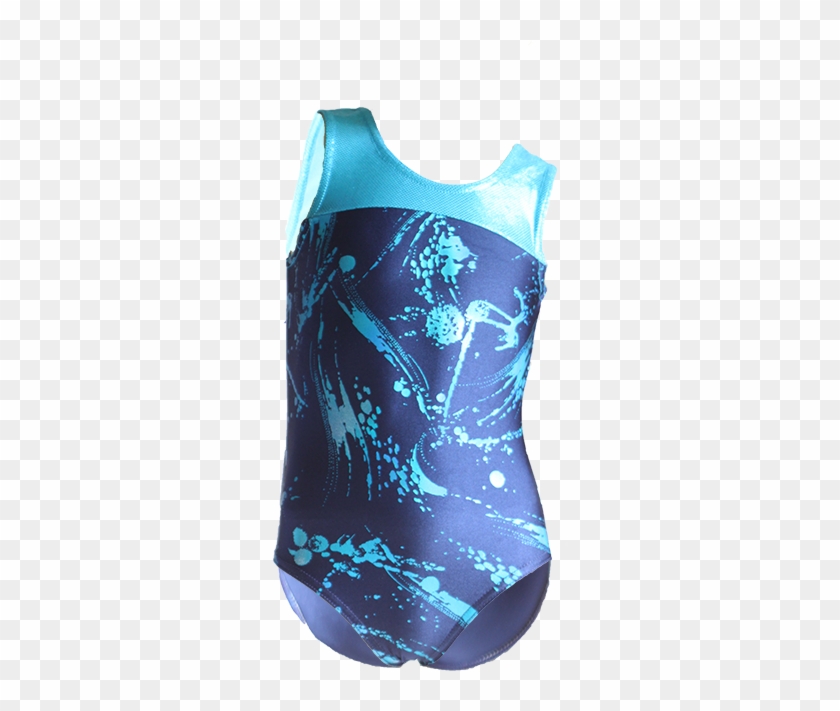 Navy Turquoise Splotch Front - Maillot Clipart