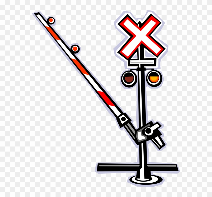 Vector Illustration Of Railroad Rail Transport Speeding - Railroad Crossing Gate Gif Clipart