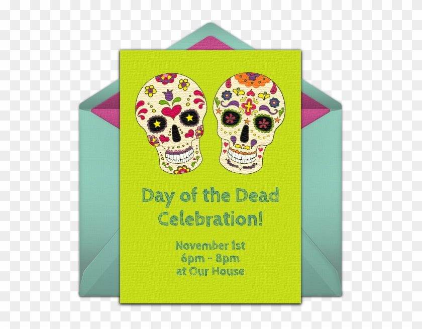 Sugar Skull Online Invitation - Dia De Los Muertos Birthday Invitations Template Clipart