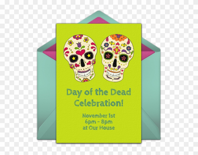 Sugar Skull Online Invitation - Dia De Los Muertos Birthday Invitations Template Clipart #4595903