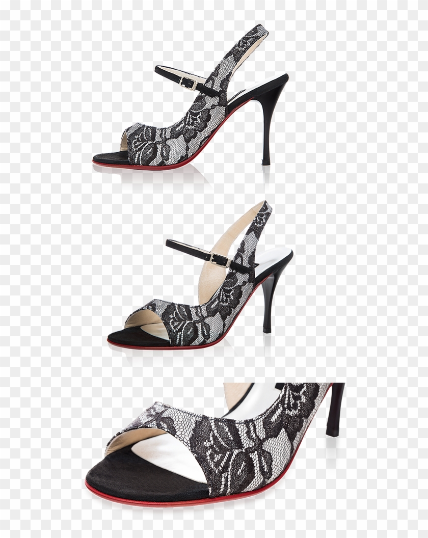 Angelina Pn Encaje Negro Saten Gris - Basic Pump Clipart