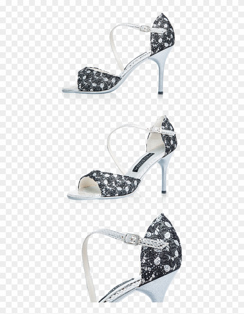 Tbd430 Pp Encaje Negro Lame Plata - Basic Pump Clipart #4598019