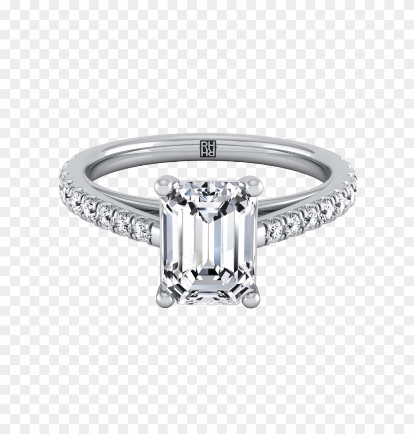 Classic 4 Prong Emerald Cut Diamond Engagement Ring - Diamond Cut Clipart