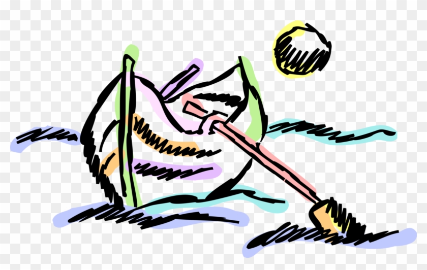 Vector Illustration Of Rowboat Or Row Boat Watercraft - Illustration Clipart #4598958