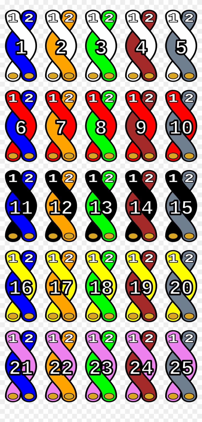 25 Pair Colour Code Clipart