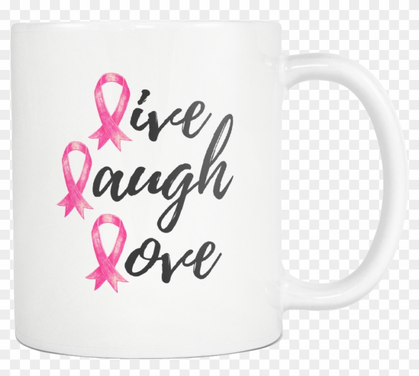 Live Love Laugh Pink Ribbon Mug - Mug Clipart