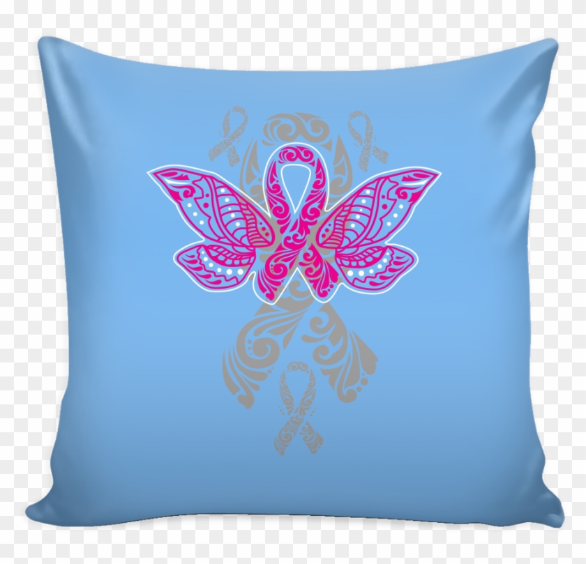 Butterfly Pink Ribbon V2 Cool Awesome Unique Breast - Cushion Clipart #460569