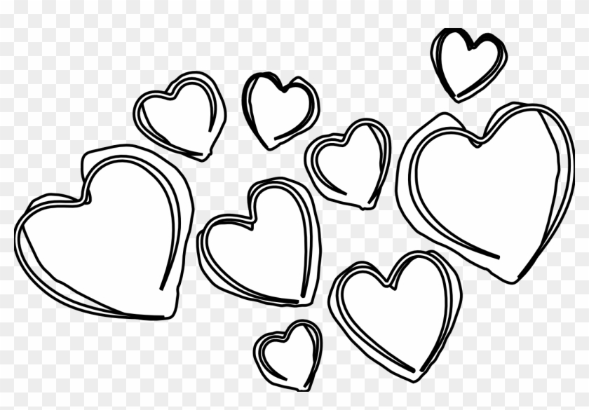 Heart Outline Drawing At Getdrawings - Black And White Hearts Clip Art - Png Download