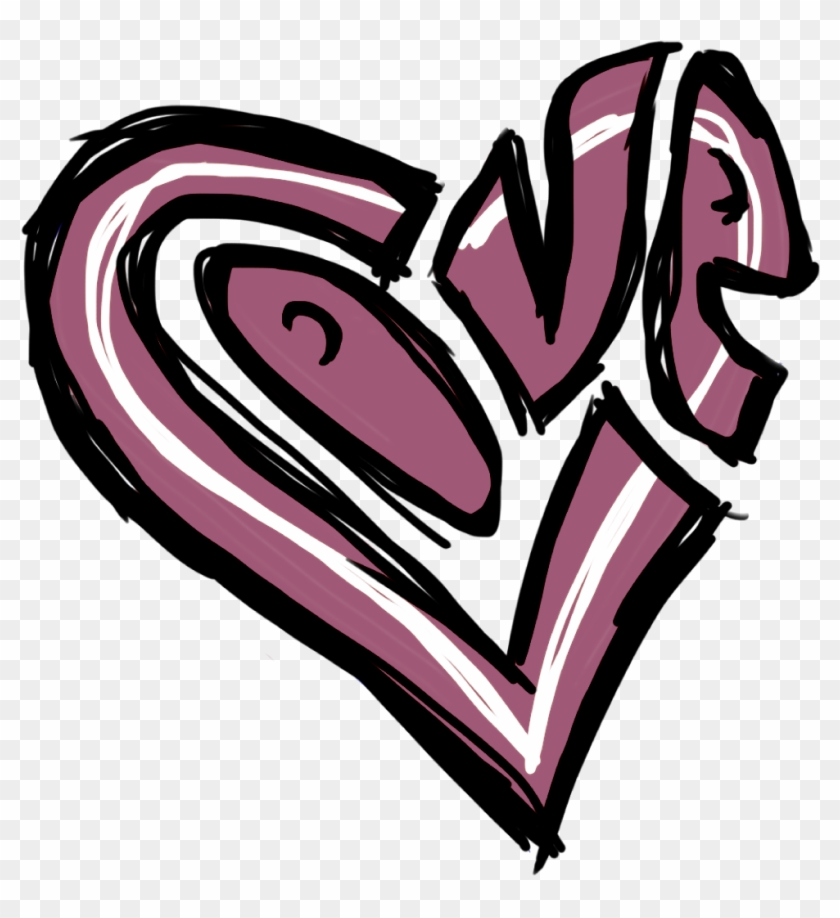 Black Heart - Love Graffiti Heart Drawing Clipart