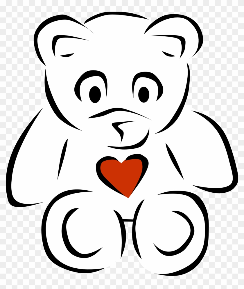 1271715178 Clip Art Bear Heart Black White Line Art - Teddy Bear Line Art - Png Download #462062