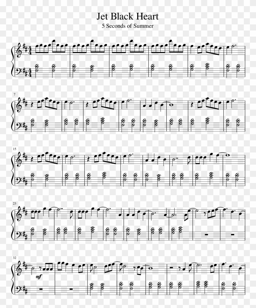 Jet Black Heart Sheet Music 1 Of 4 Pages - Symphony Clean Bandit Piano Sheet Clipart