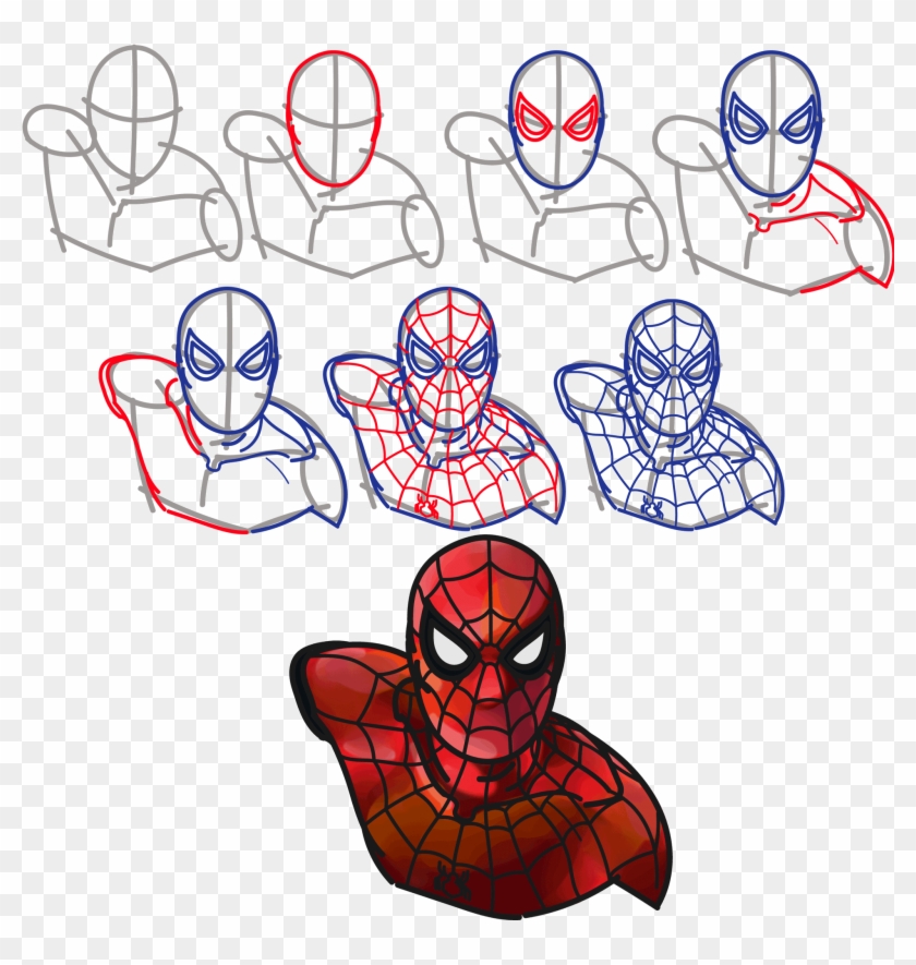Full Size Of How To Draw Chibi Spiderman Step By The - Spiderman Drawing Ipad Clipart #462203