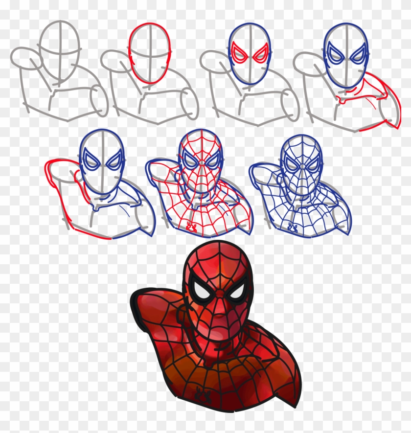 Full Size Of How To Draw Chibi Spiderman Step By The - Spiderman Drawing Ipad Clipart