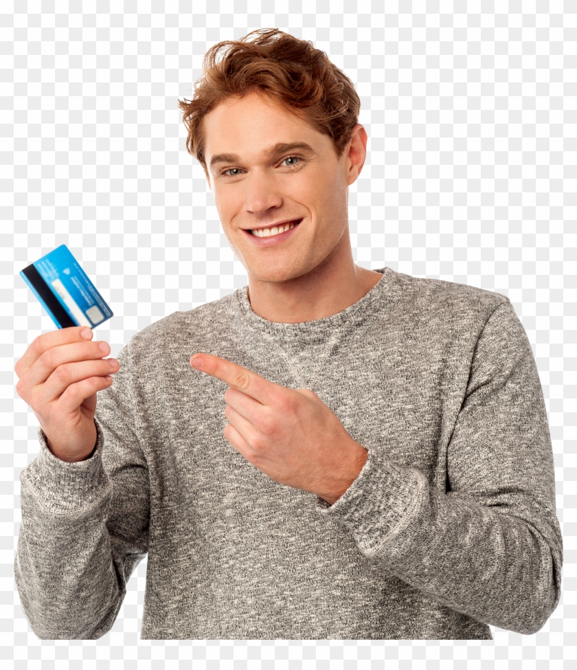Man Holding Credit Card Clipart