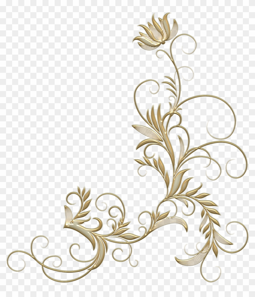 Golden Floral Border Png Pic - Golden Floral Border Png Clipart #463954