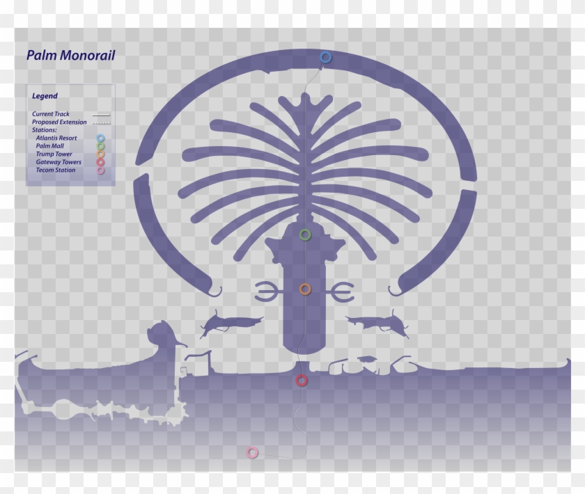 Palm Monorail Map4copy - Palm Island Dubai Plan Clipart #464517
