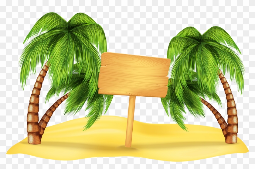 Decoration Summer Palm Beach Transparent Free Frame - Beach Logo Transparent Background Clipart #464580