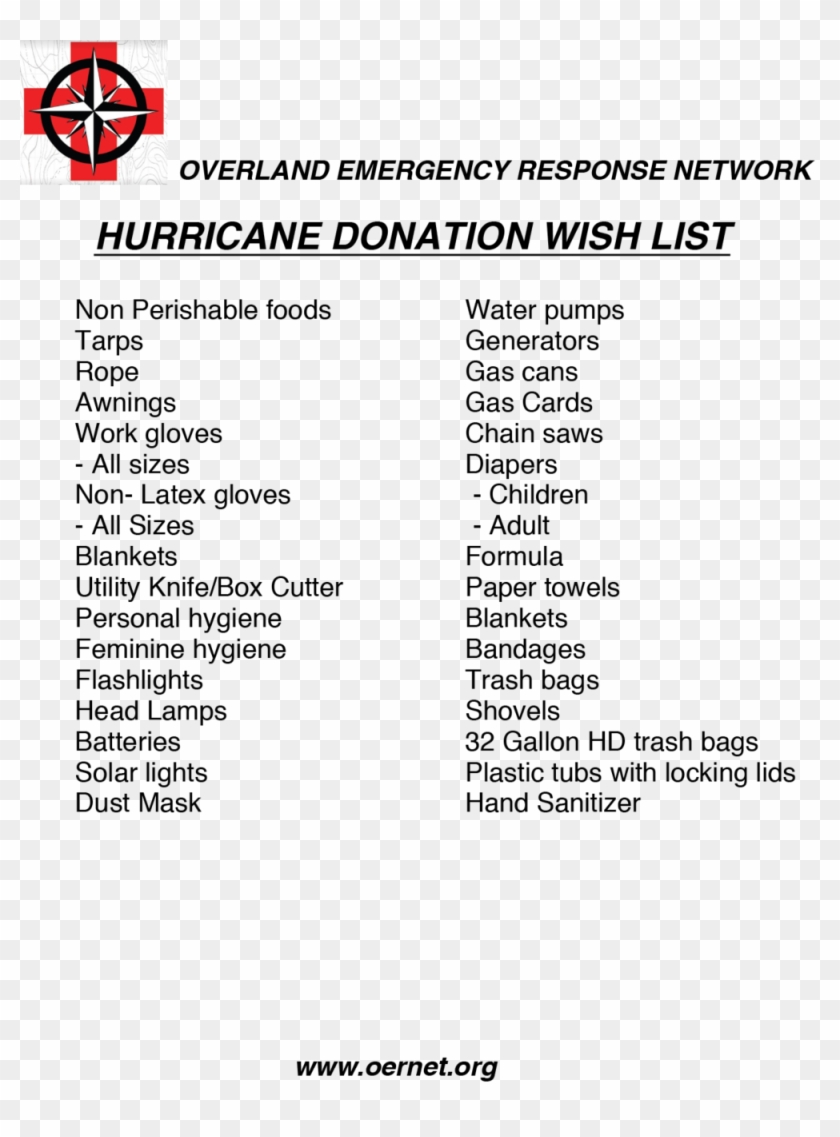 Oernet Hurricane Donation List - Finish Line Clipart #465398