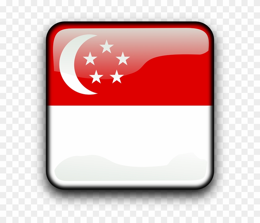 Singapore, Flag, Country, Nationality, Square, Button - Gambar Bendera Negara Singapura Clipart
