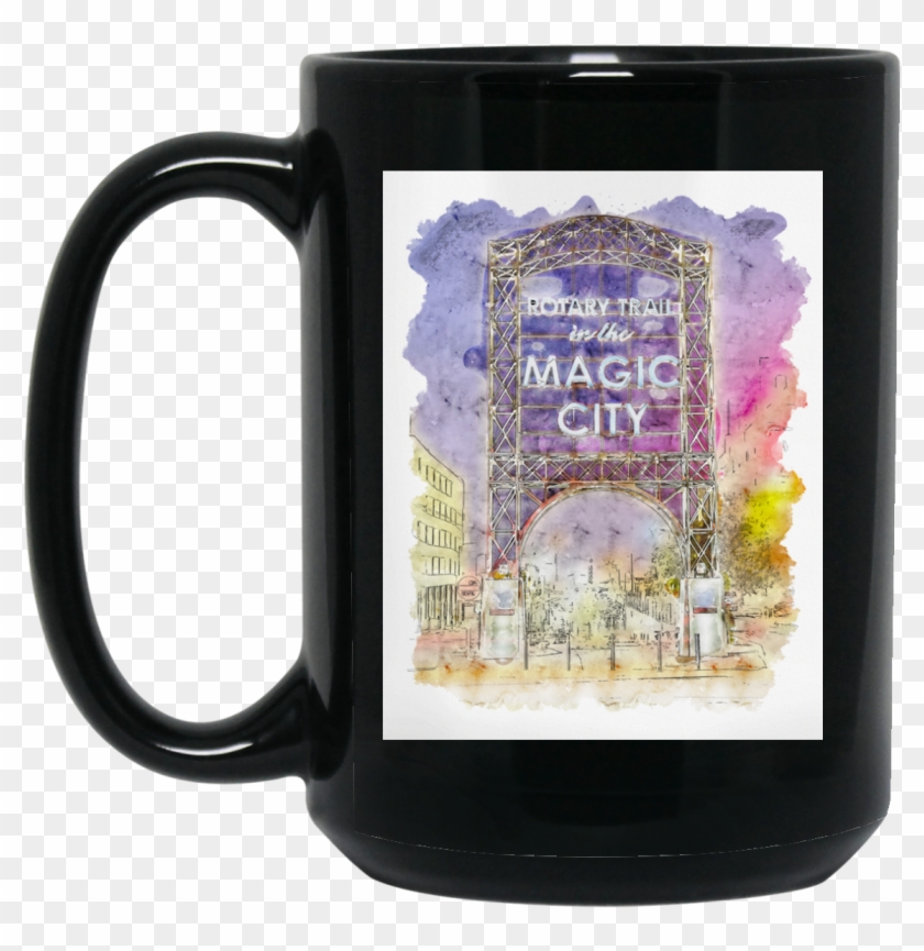 Magic City Watercolor Black Mug - Beer Stein Clipart