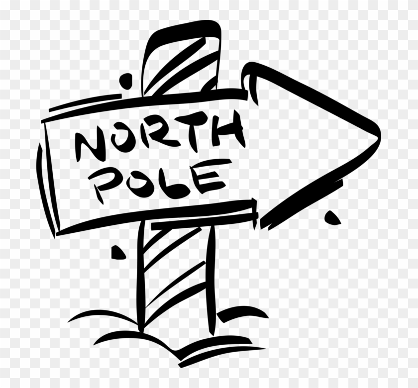 Vector Illustration Of North Pole Sign At Christmas - North Pole Sign Clipart Black And White - Png Download