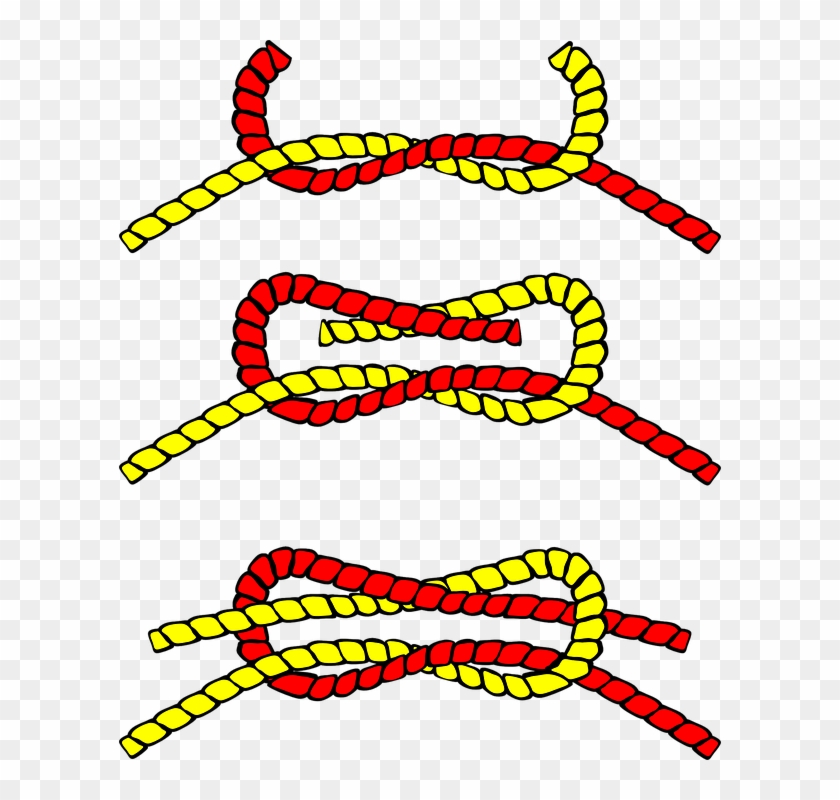 Sailing, Knot, Tied, Fastened, Rope, Rope Knot - Square Or Reef Knot Clipart #4606606