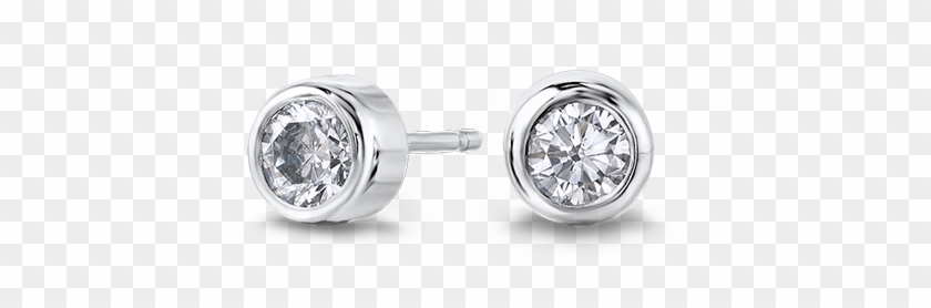Tube Set Round Brilliant Cut Diamond Studs - Diamond Tube Earrings Clipart