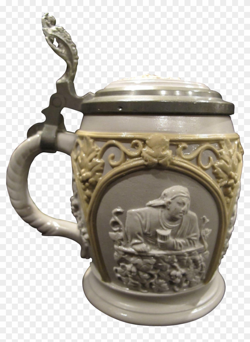 Antique Mettlach Villeroy And Boch Relief Beer Stein - Antique Clipart