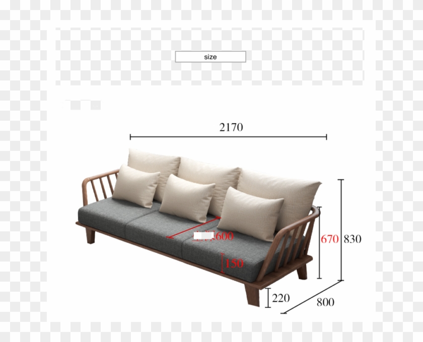 3 Seaters Wooden Shelf Sofa - Studio Couch Clipart