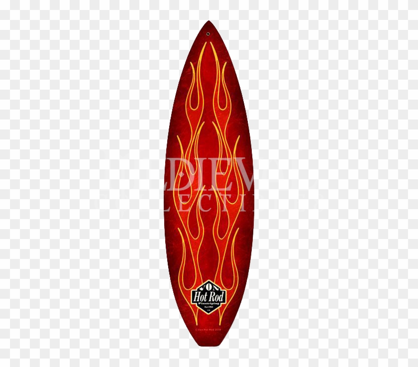 Red Flame Surfboard Metal Sign - Pinstripe Surfboard Clipart