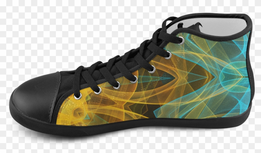 Turquoise And Yellow Sun Sea Mandala High Top Canvas - Shoe Clipart #4608181