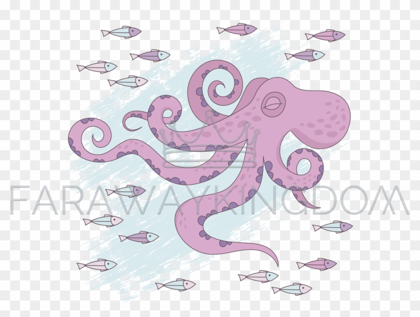 Octopus Dream Underwater Tropical Vector Illustration - Illustration Clipart #4609074