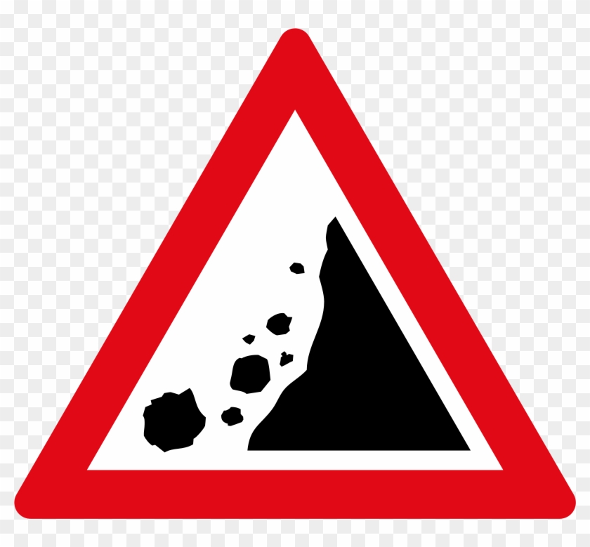 Falling Rocks From Left - Falling Rocks Sign India Clipart #4609522