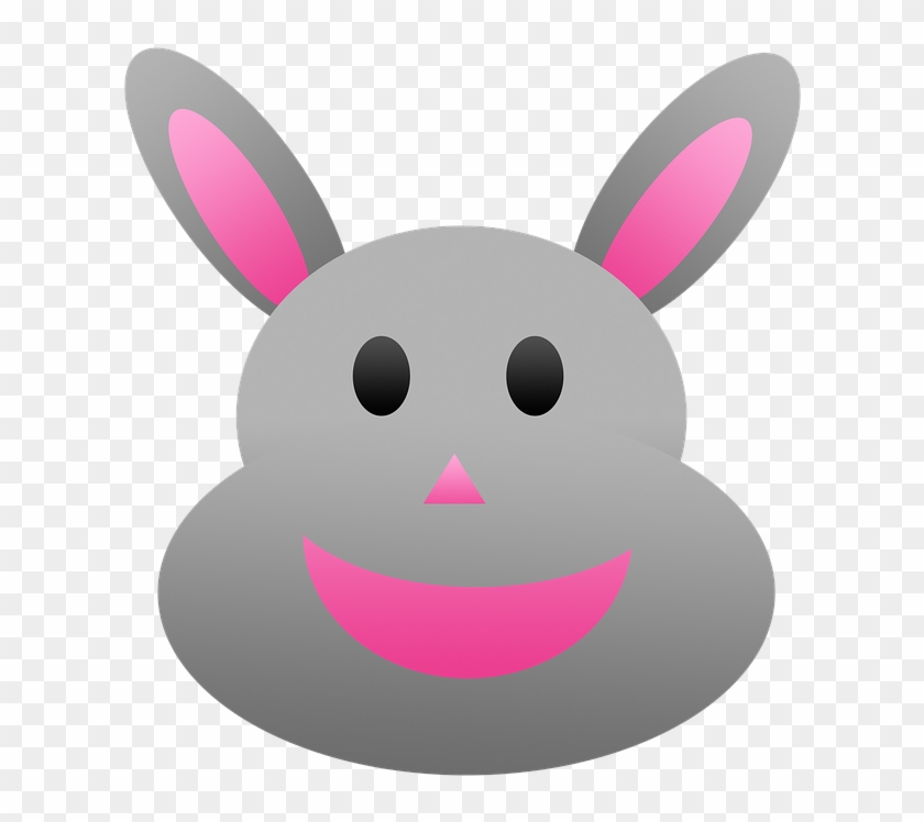 Bunny Gray Grey Rabbit Cute Animal Easter Hare - Gambar Wajah Kartun Kelinci Clipart