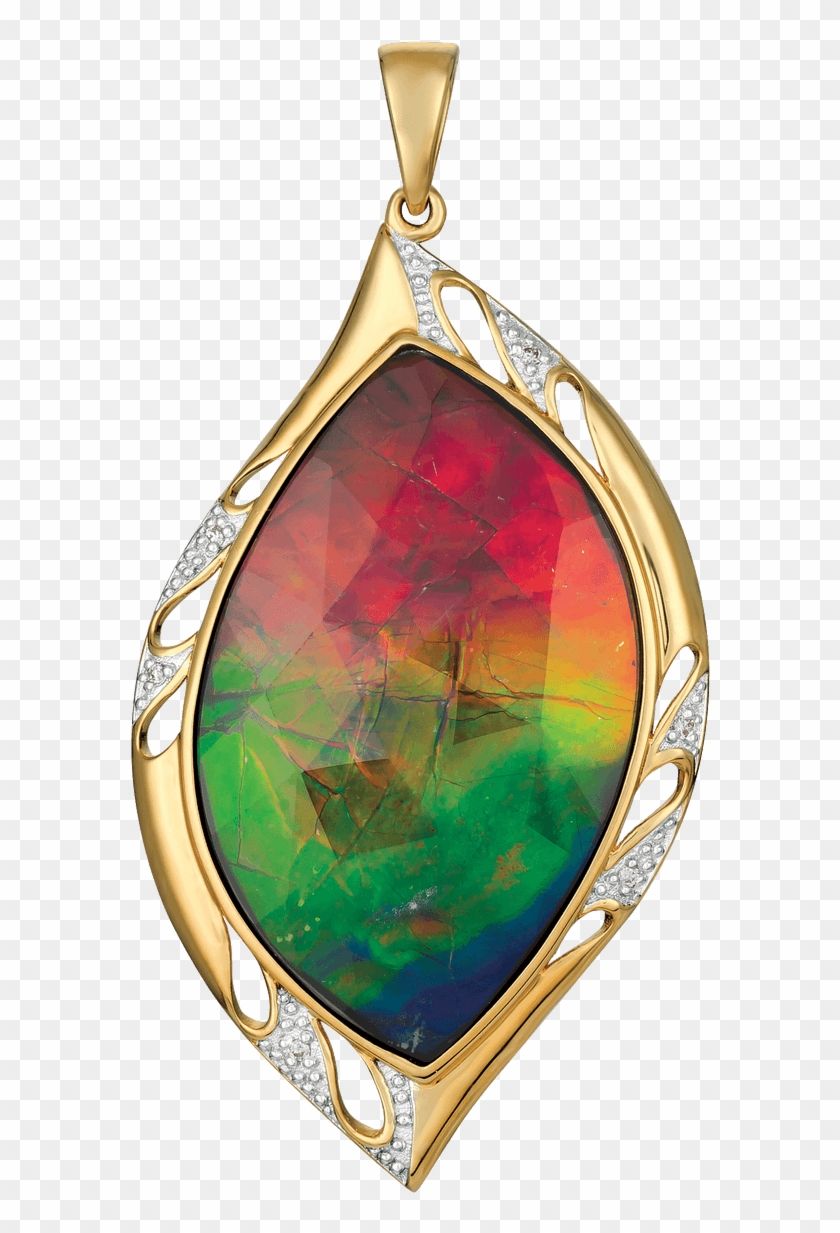 Zaida 14k Yellow Gold Diamond Pendant By Korite Ammolite - Pendant Clipart #4610196
