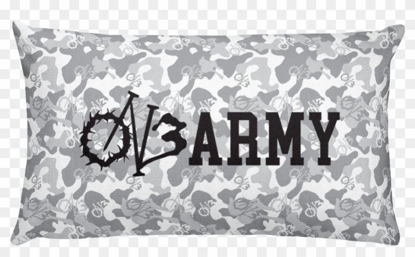 White Camo On3 Army Rectangle Throw Pillow - Graphic Design Clipart