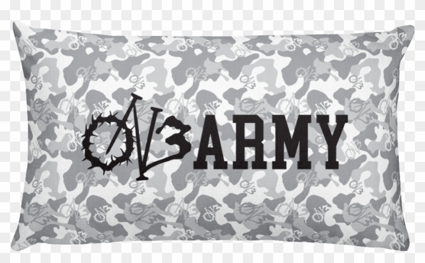 White Camo On3 Army Rectangle Throw Pillow - Graphic Design Clipart #4610732
