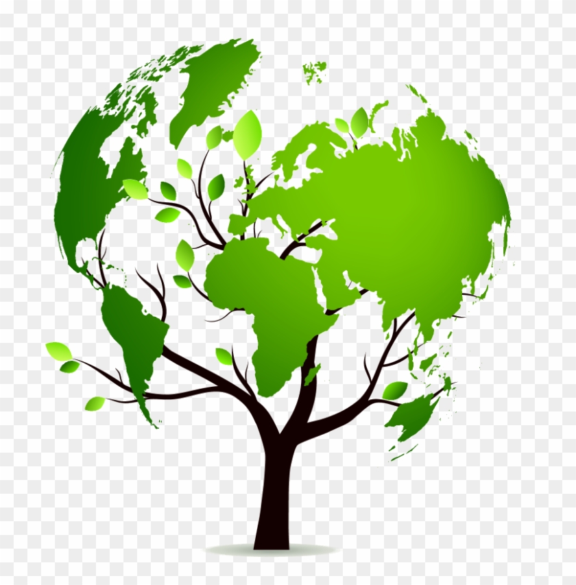 Tree Shaped Like The World Map - Earth Vector Clipart