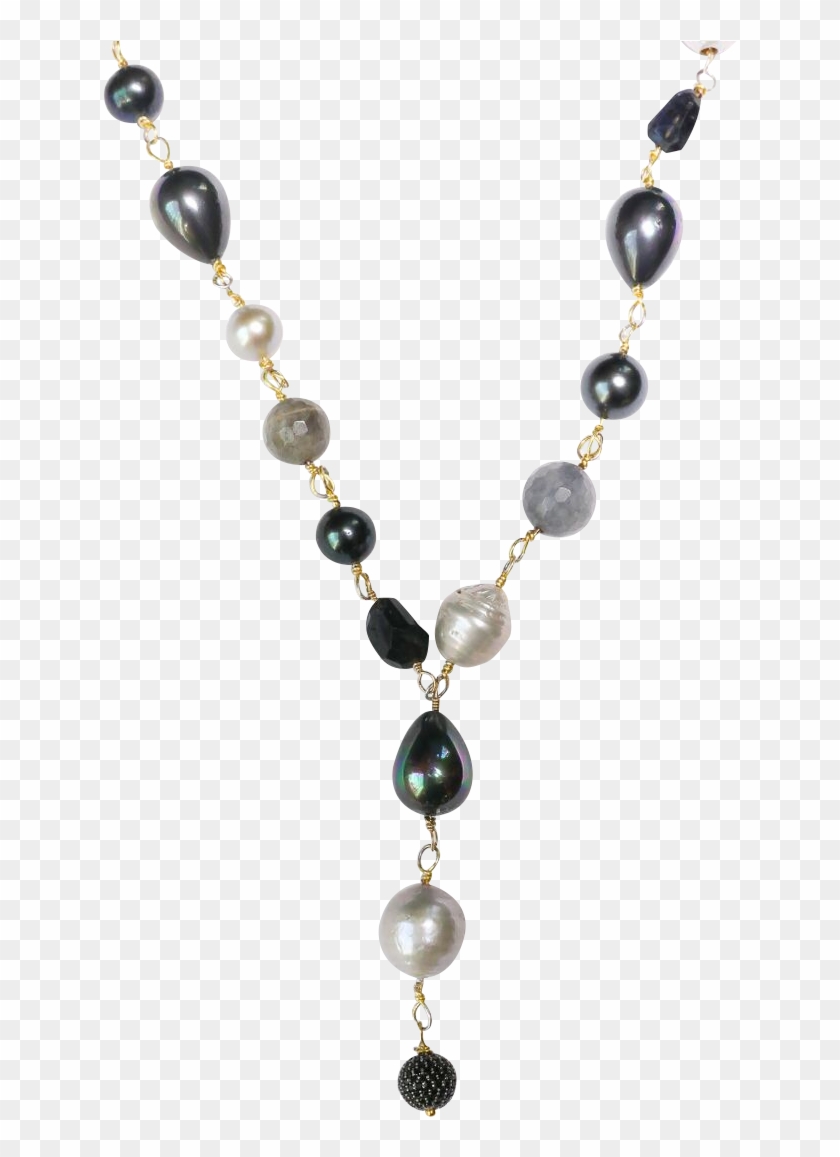 Large South Sea Grey Pearls, Labradorite, Black Sea - Necklace Clipart #4610933