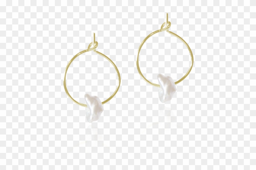 Mini Creole Hoops With A Baroque Pearl - Earrings Clipart #4611599