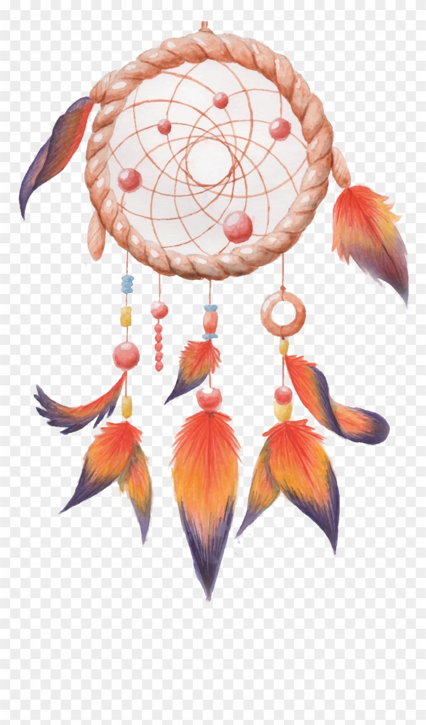 Dreamcatcher Watercolor Painting - Vector Graphics Clipart #4612088